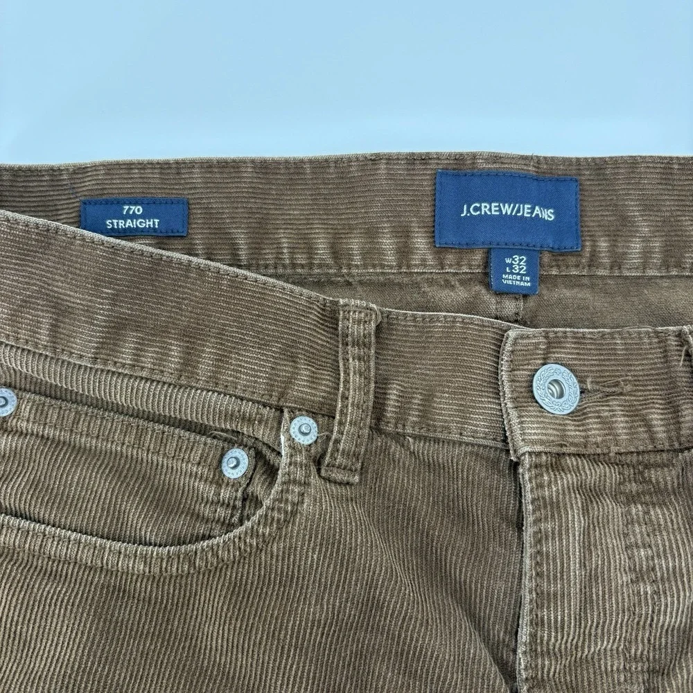 J Crew 770 Straight Fit Corduroy Pants Mens 32x32(31.5) Brown Preppy‎
